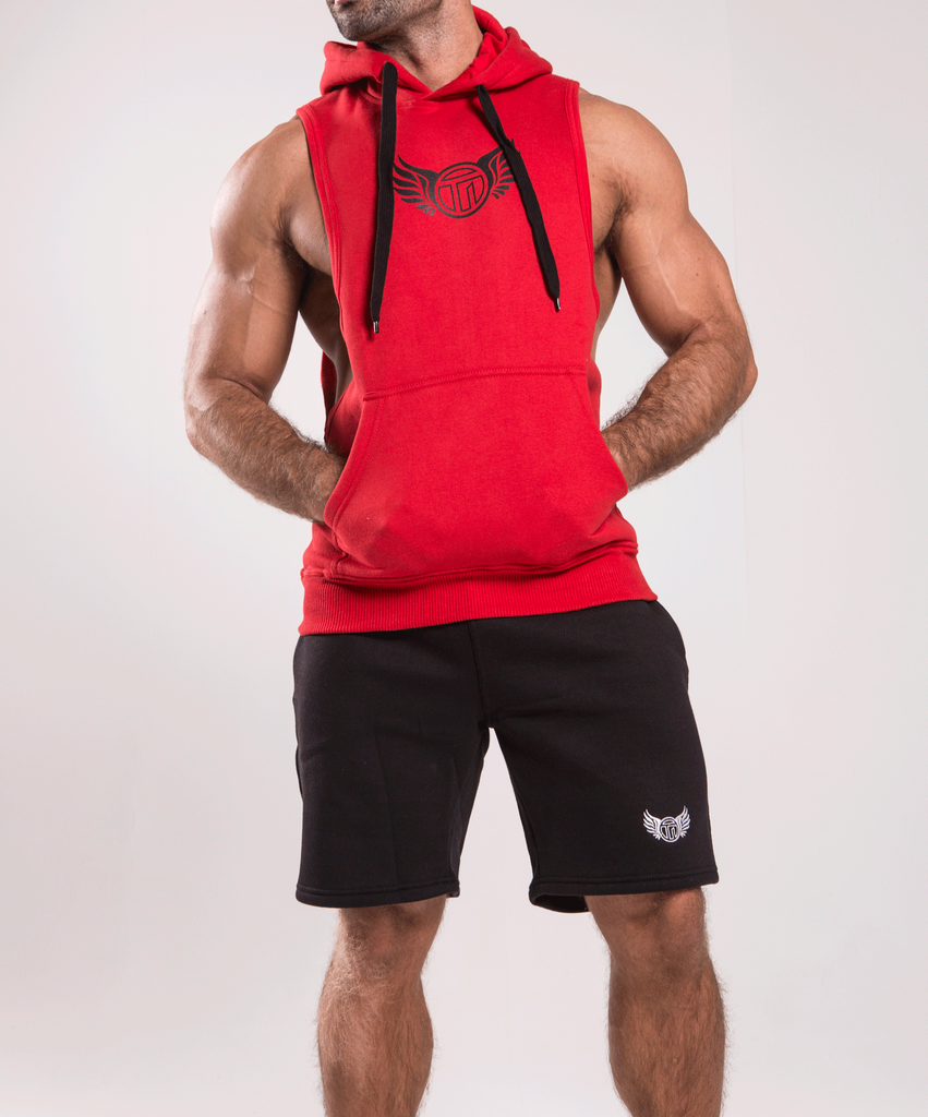 Mens red hotsell sleeveless hoodie